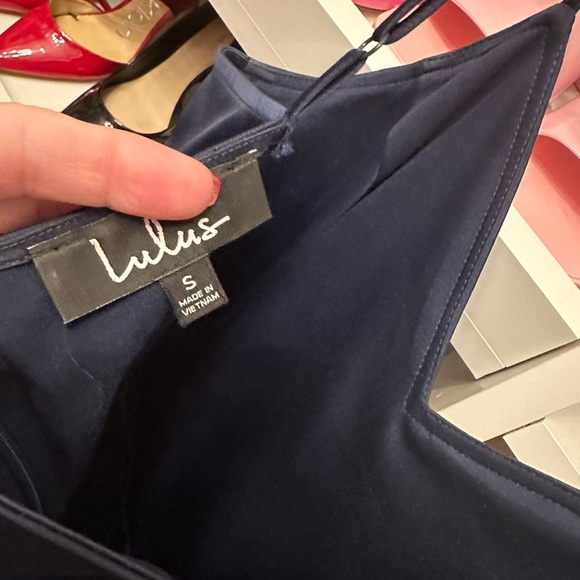 Navy blue silky pants romper. - Picture 5 of 10